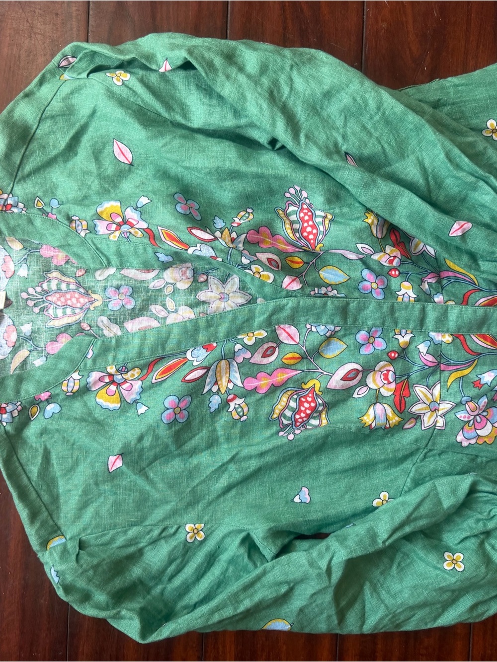 Boden Green Floral-Embroidered Midi Dress 100% Linen - Picture 3 of 10